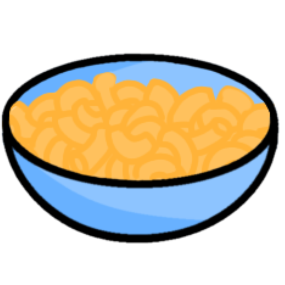  A light blue bowl full of Mac n cheese.